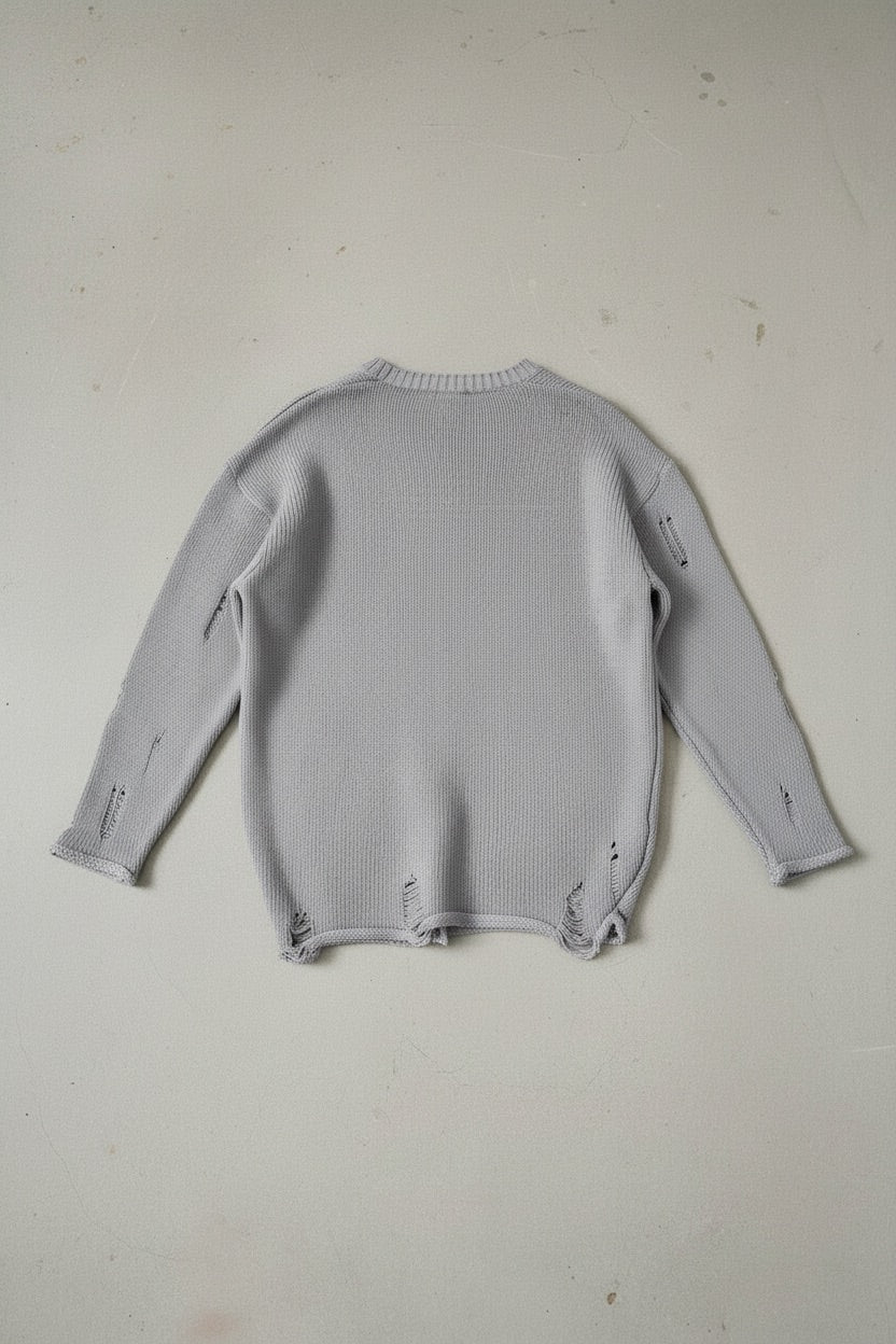 Oversize Torn Sweater - Grey