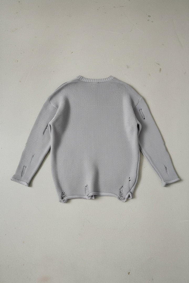 Oversize Torn Sweater - Grey