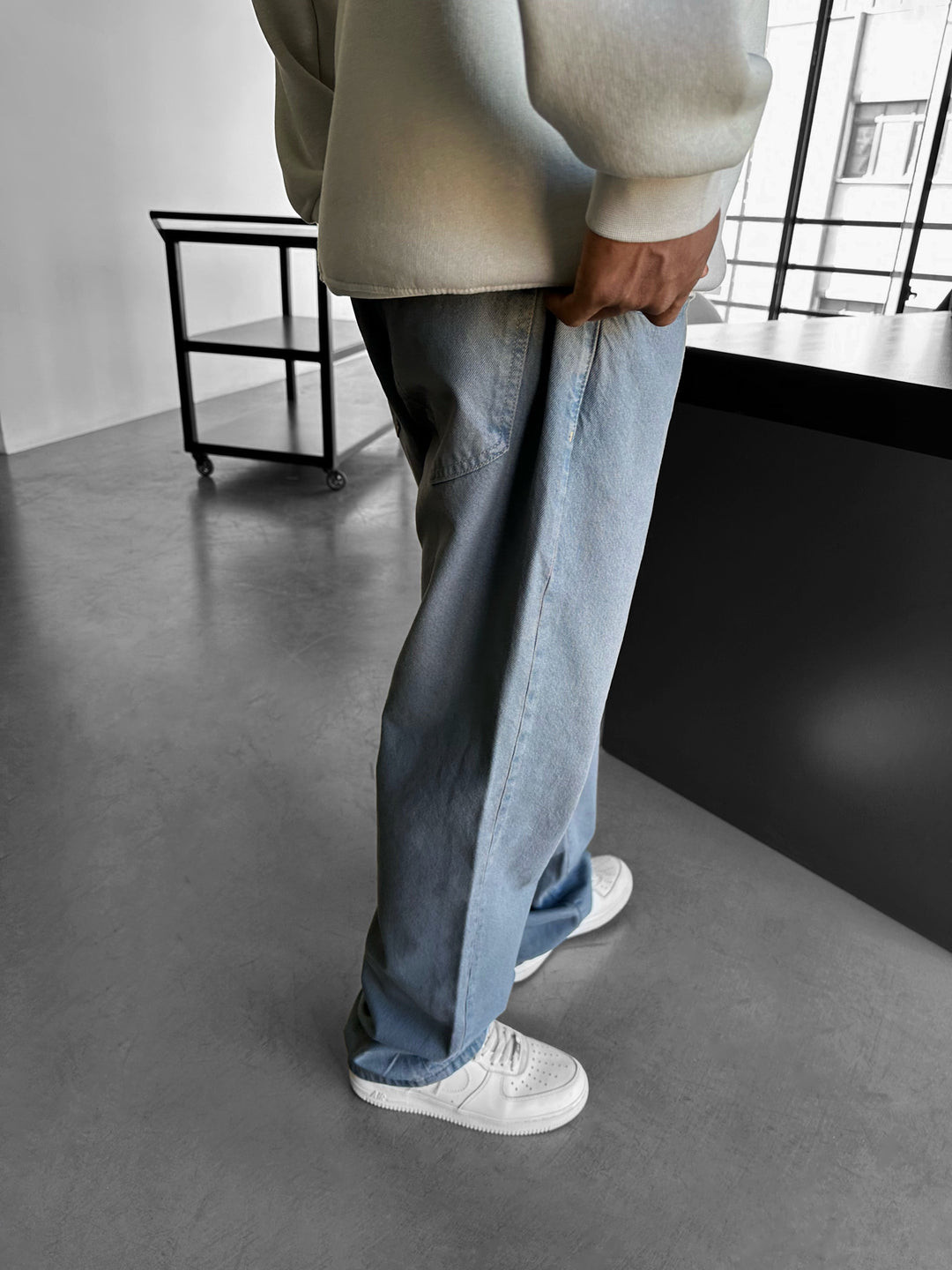 Basic Baggy Jeans - Dusty Blue