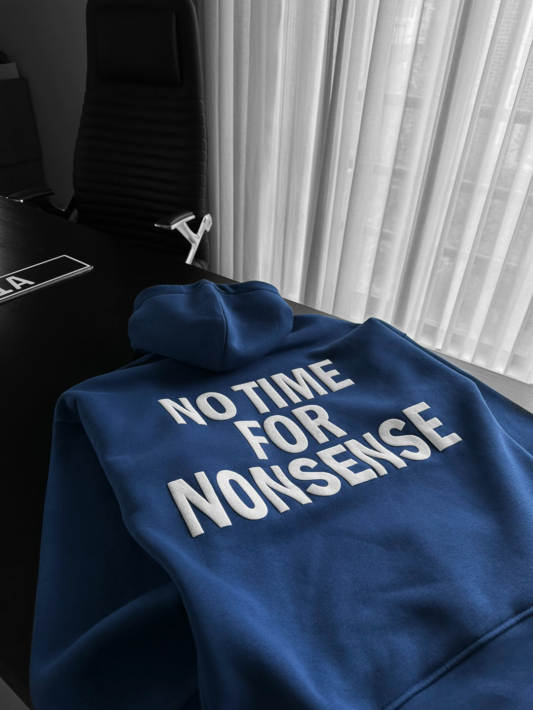 Oversize “No Time for Nonsense” Hoodie - Navy Peony