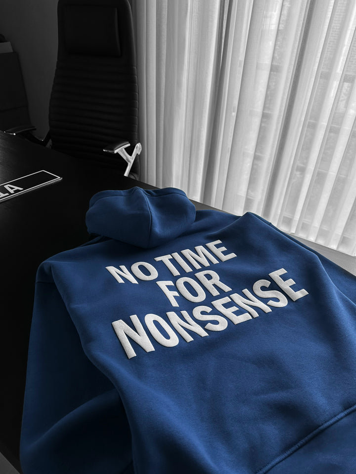 Oversize “No Time for Nonsense” Hoodie - Navy Peony