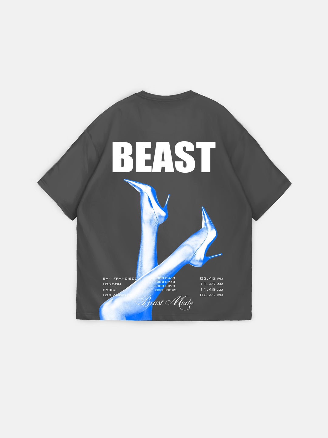 Oversize Beast T-shirt - Anthracite and Blue
