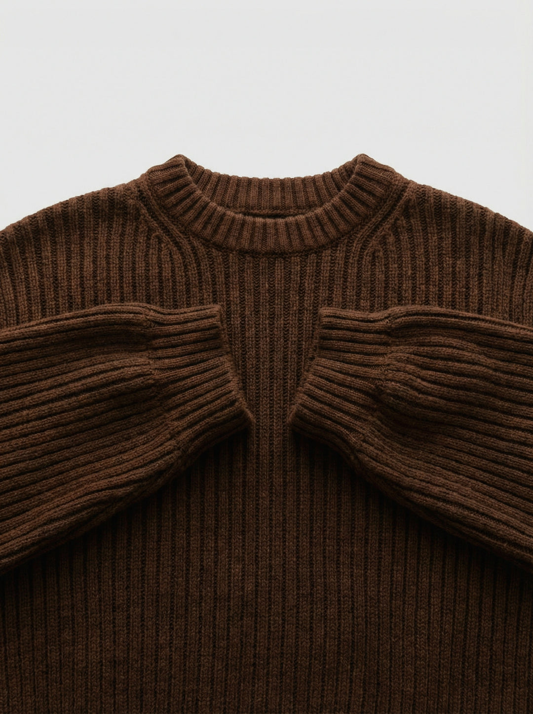 Loose Fit Striped Structure Pullover - Dark Brown