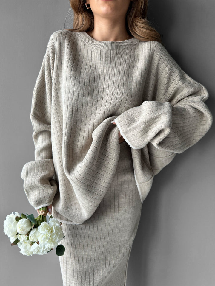Knit Line Pullover - Stone
