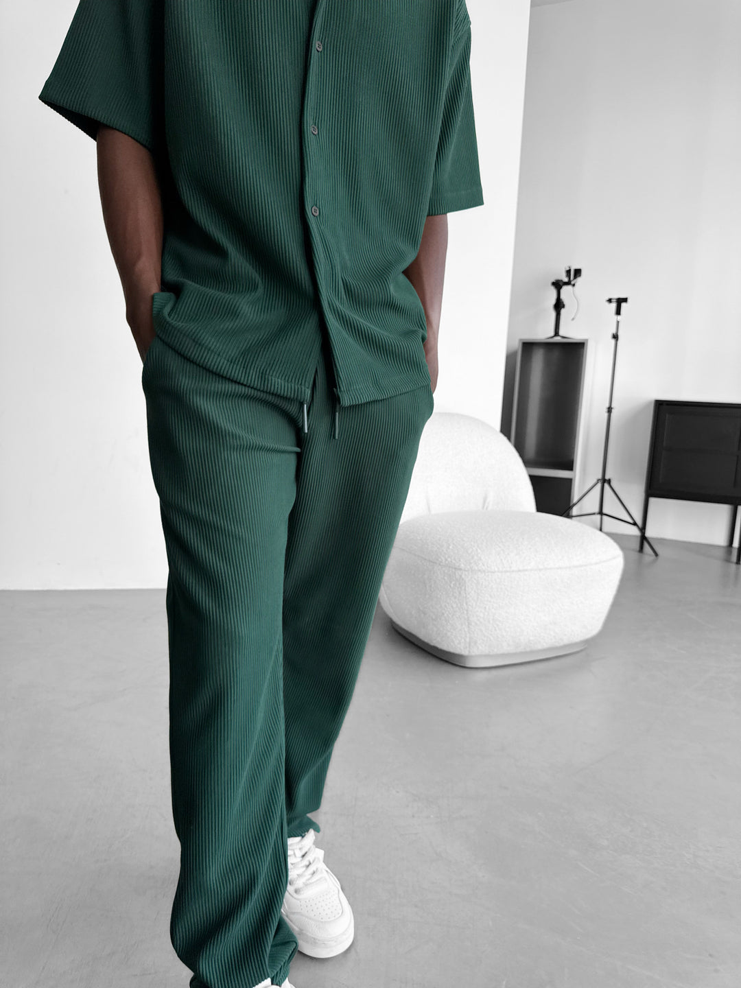 Loose Fit Cord Pant - Forest Green