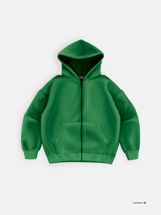 Oversize Zipper Hoodie - Forest Green