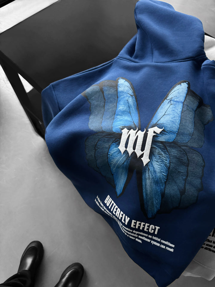 Oversize Butterfly Effect Hoodie - Navy Peony