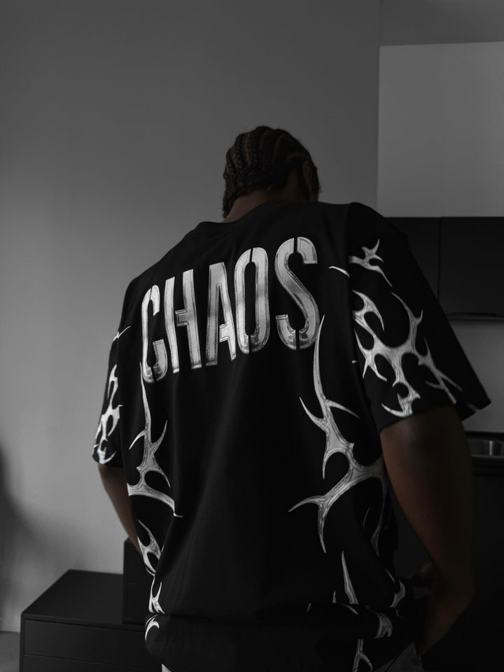 Oversize 'Chaos' T-Shirt - Black
