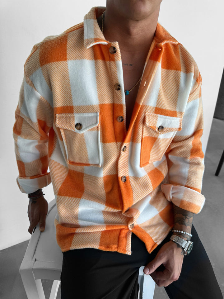 Regular Fit Pocket Fleece Shirt - Pastel Orange
