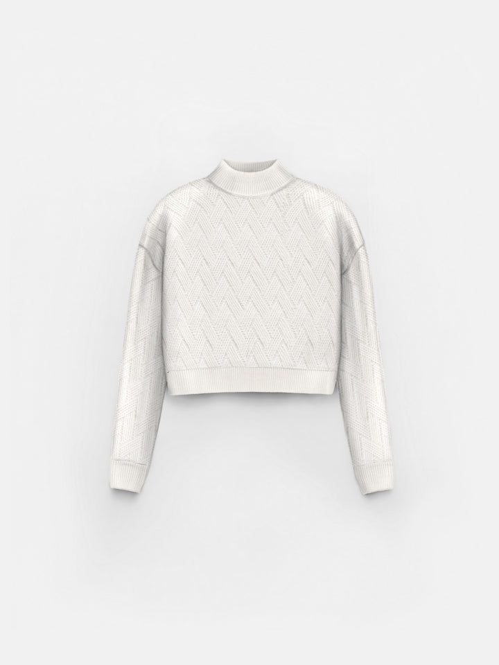 Braid Knit Pullover - Creme