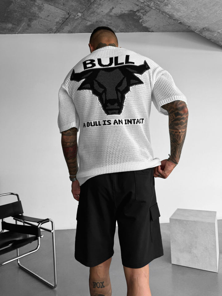 Oversize Bull Knit T-Shirt- Ecru