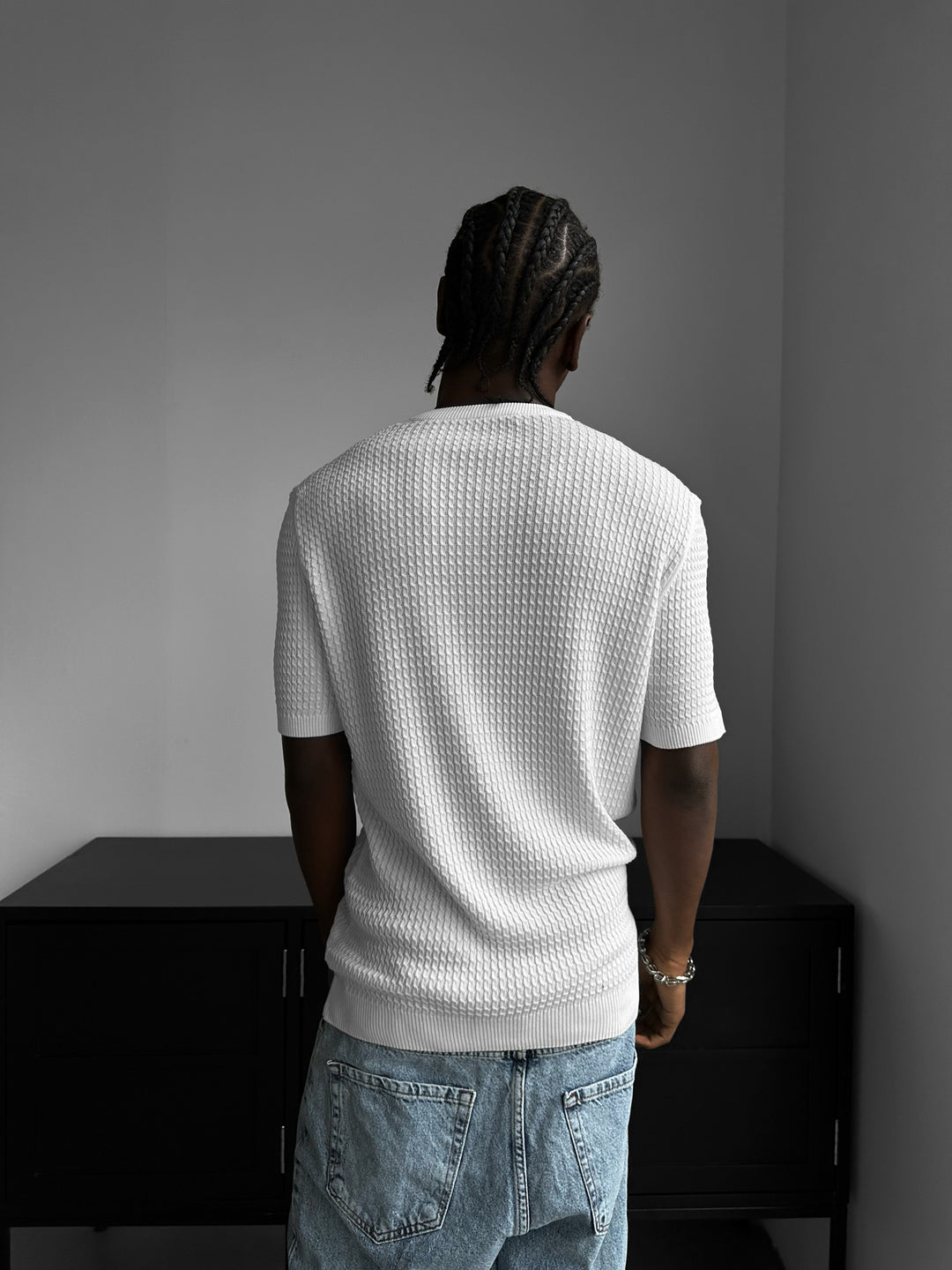 Regular Fit Waffle Button T-shirt - Ecru