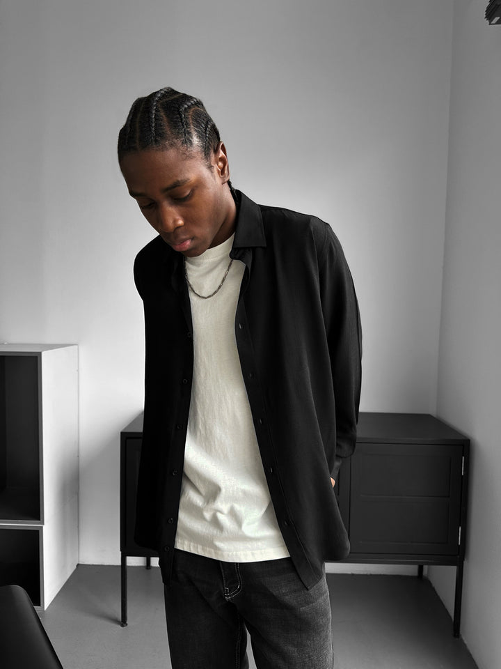 Regular Fit Long Arm Shirt - Black