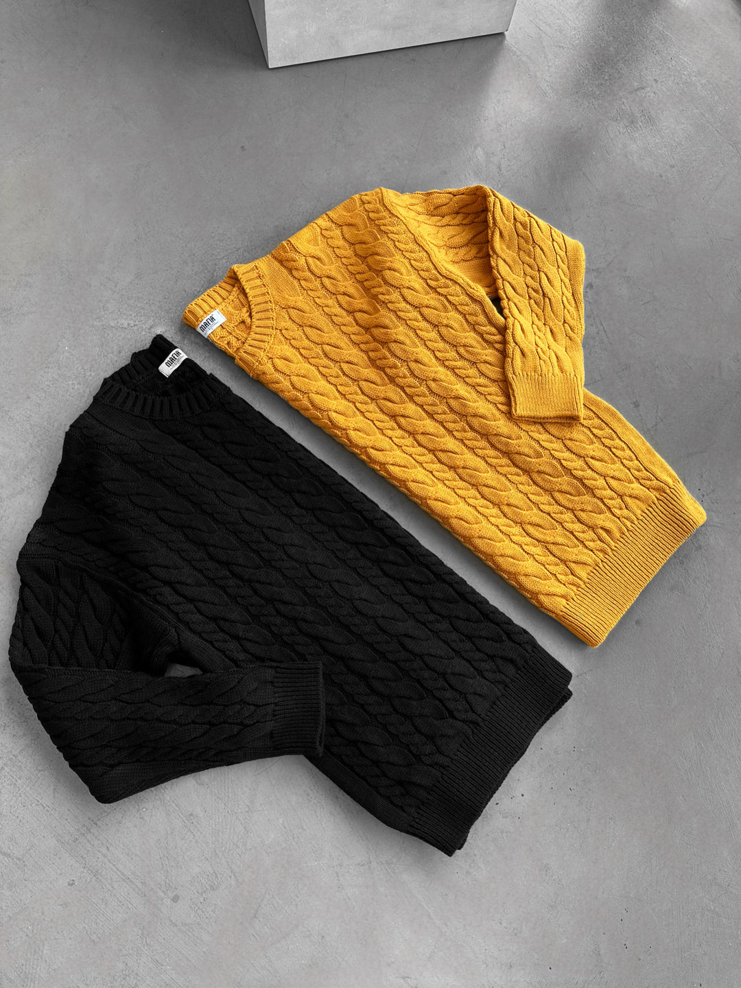 Oversize Knit Braid Sweater - Saffron