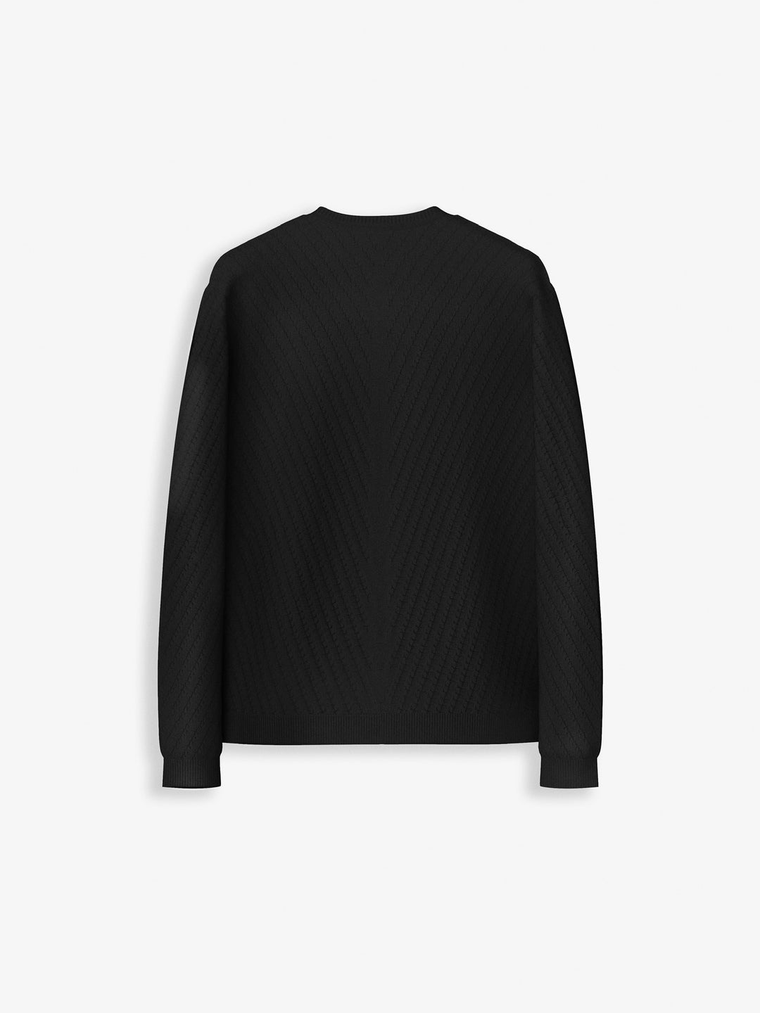 Regular Fit Knit Pattern Sweater - Black