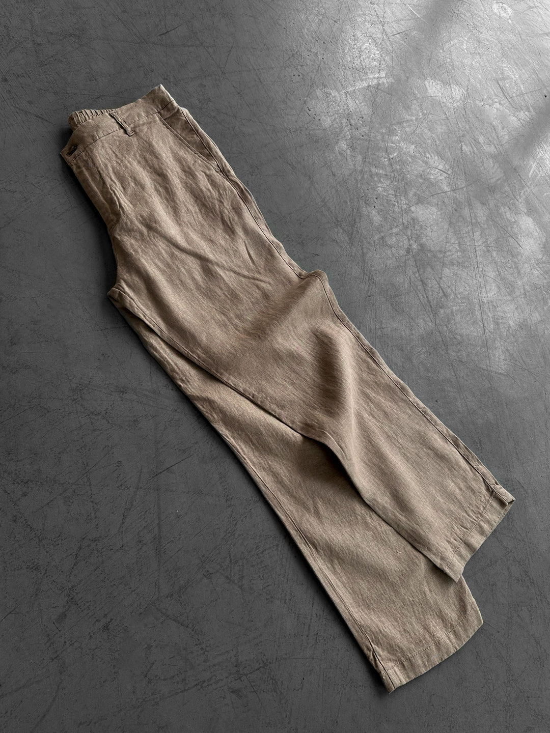 Loose Fit Linen Trousers - Beige