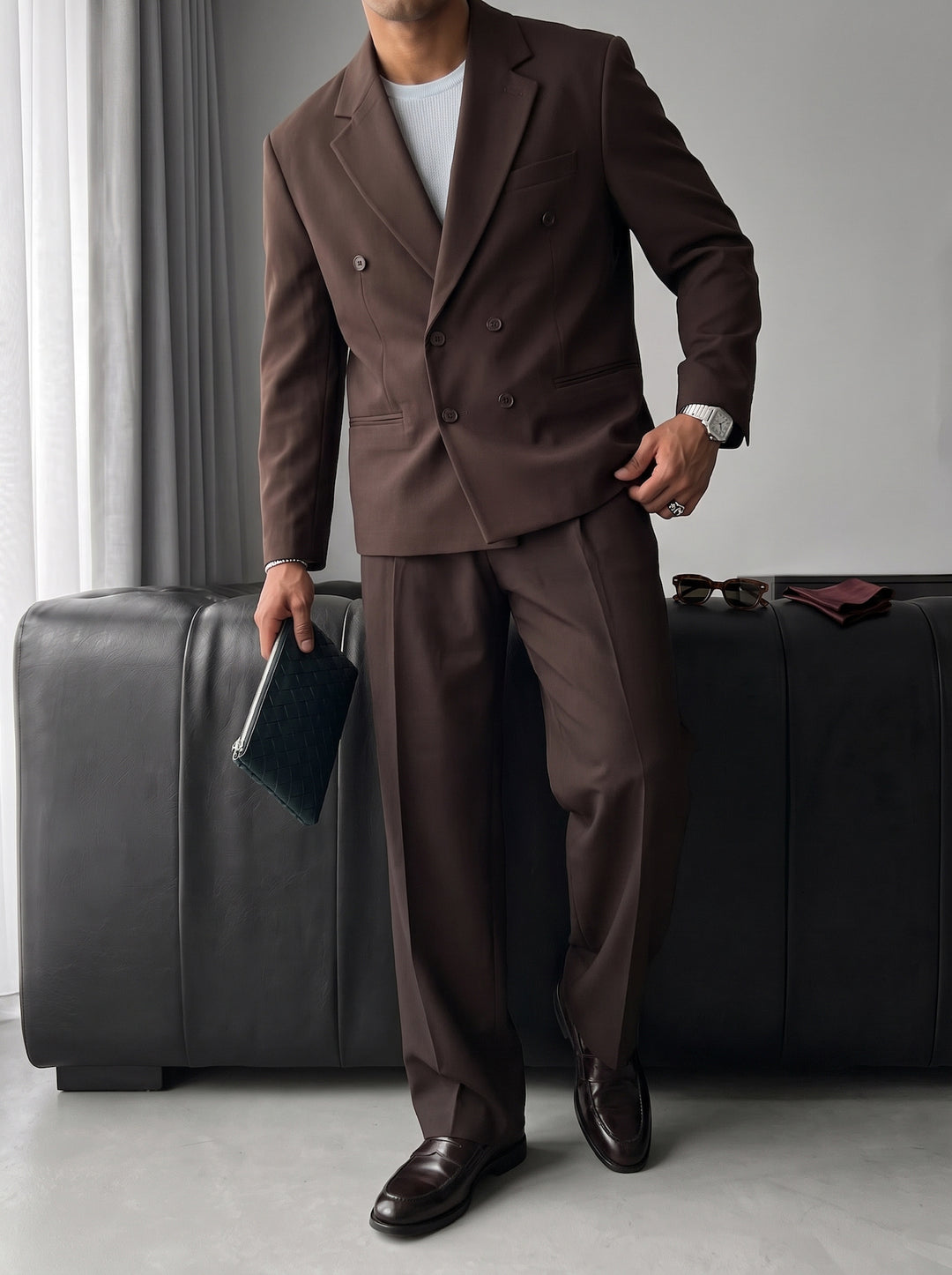 Oversize Tailored Suit - Brown