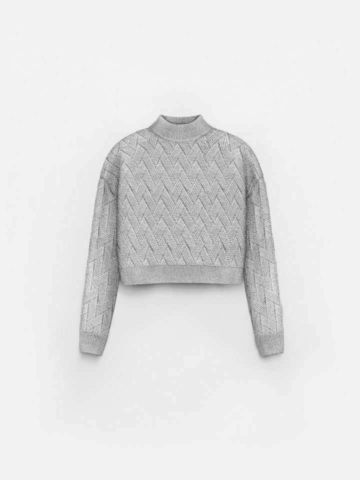 Braid Knit Pullover - Grey