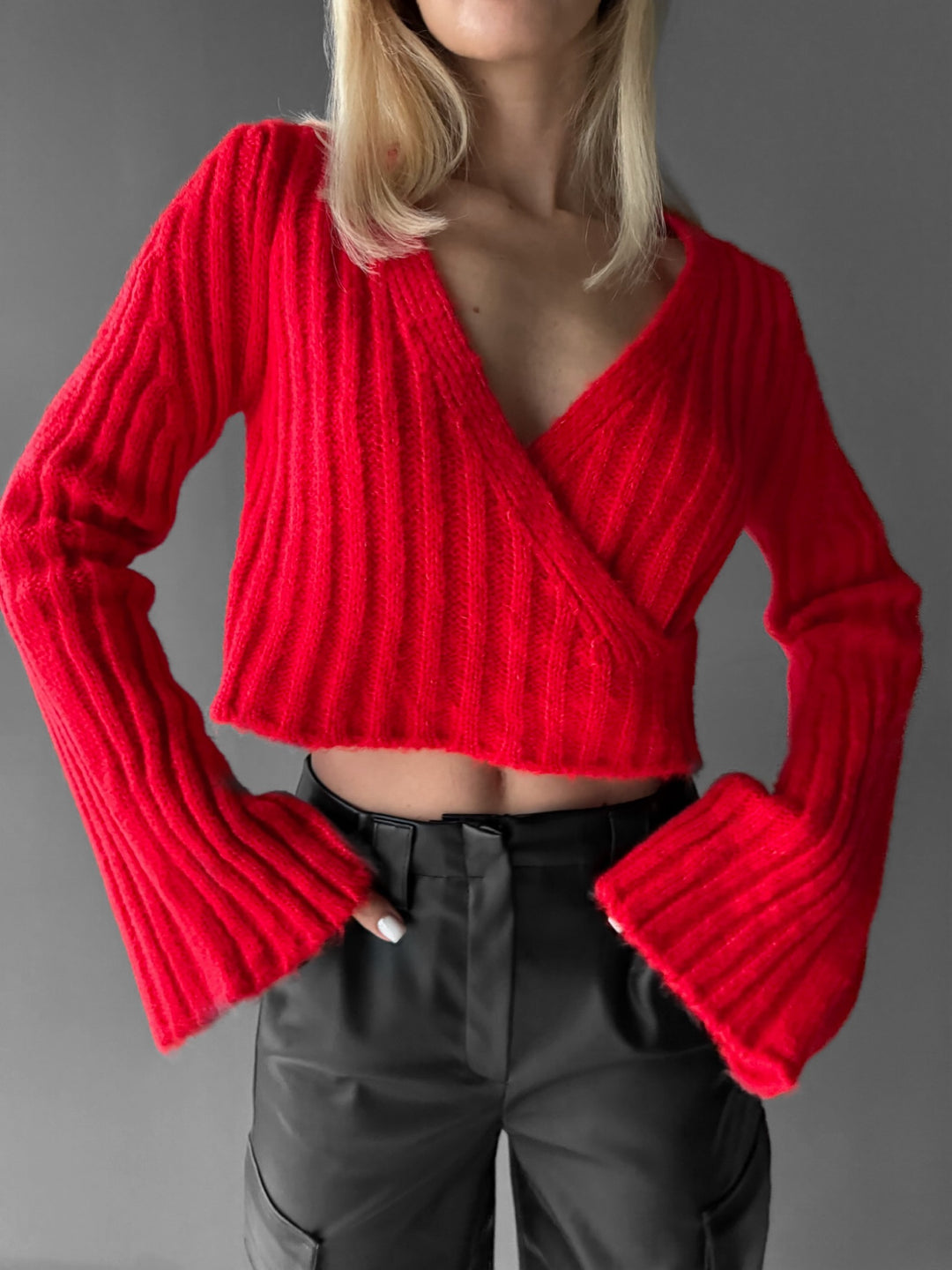 Tied Knit Top - Red