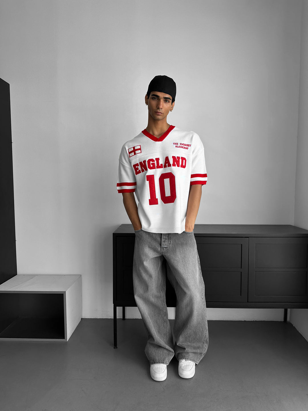 Oversize England Knit T-shirt - White