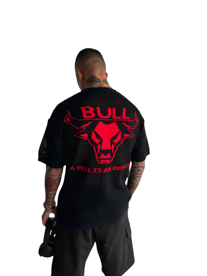 Oversize Bull Knit T-Shirt - Black and Red