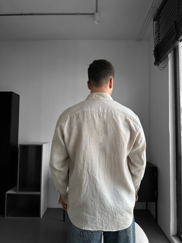 Regular Fit Long Arm Linen Shirt - Milky Brown