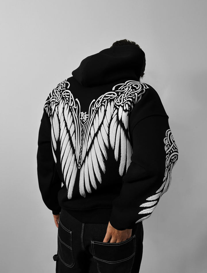 Oversize Wings Hoodie - Black