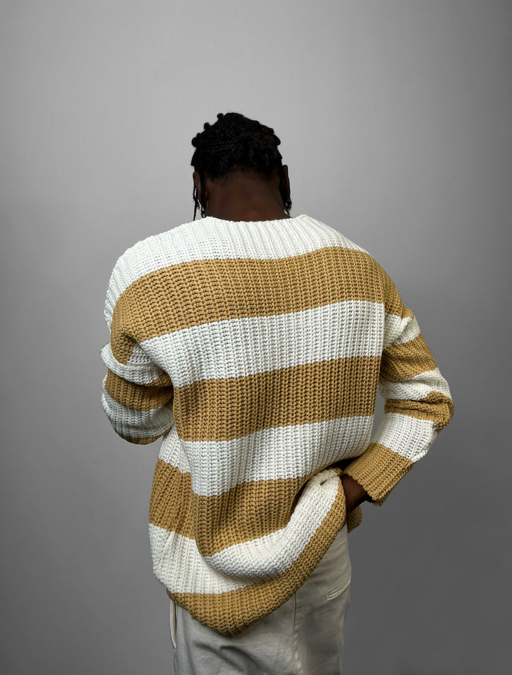 Regular Fit Wide Stripe Sweater - Camel