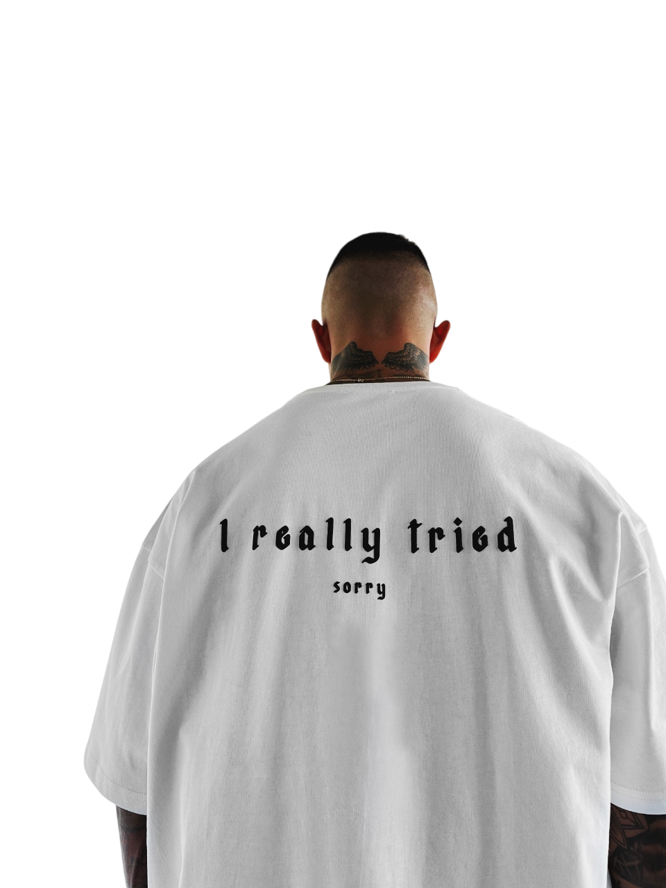 Oversize 'I Really Tried' T-shirt - Ecru