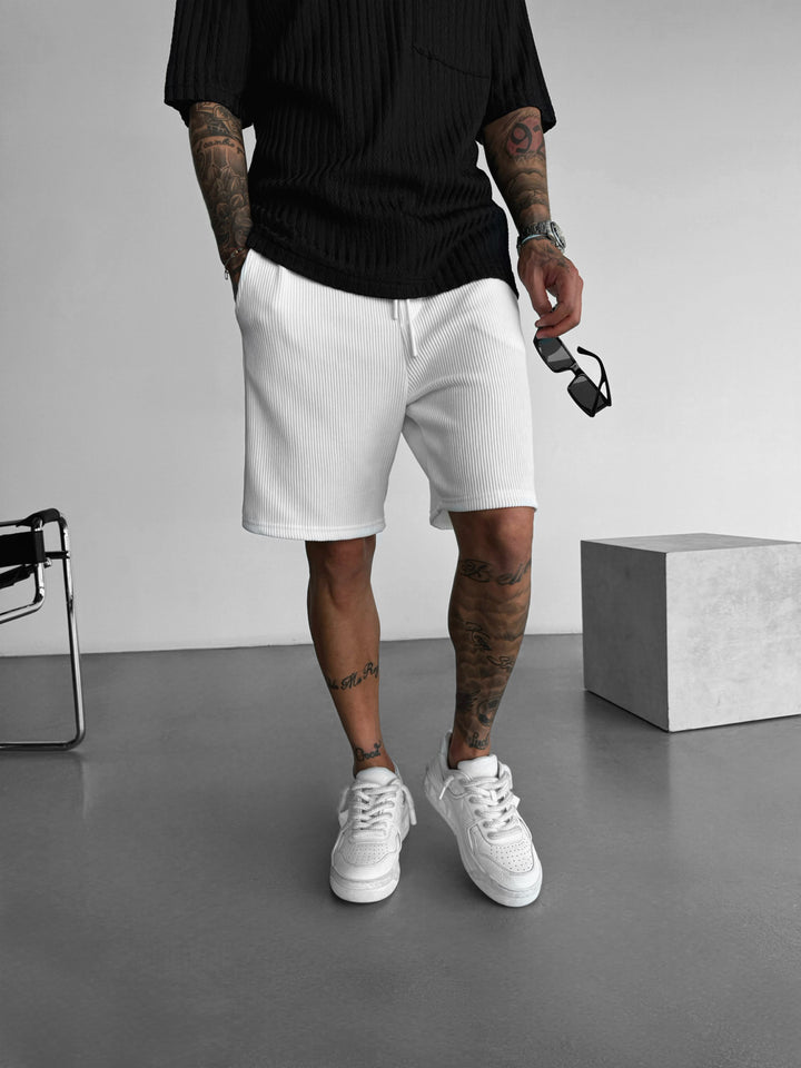 Loose Fit Cord Shorts - White