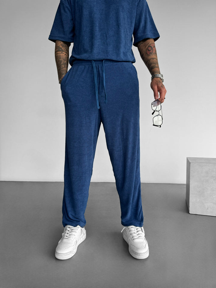 Loose Fit Terrycloth Trousers - Indigo