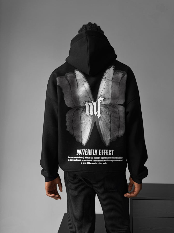 Oversize Butterfly Effect Hoodie - Black and Anthracite