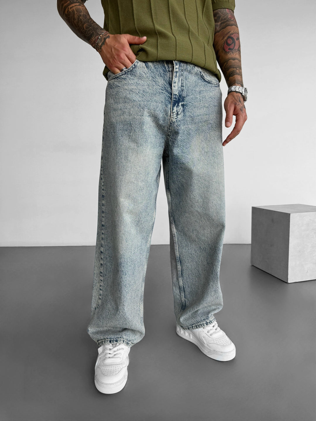 Baggy  Washed Jeans - Blue