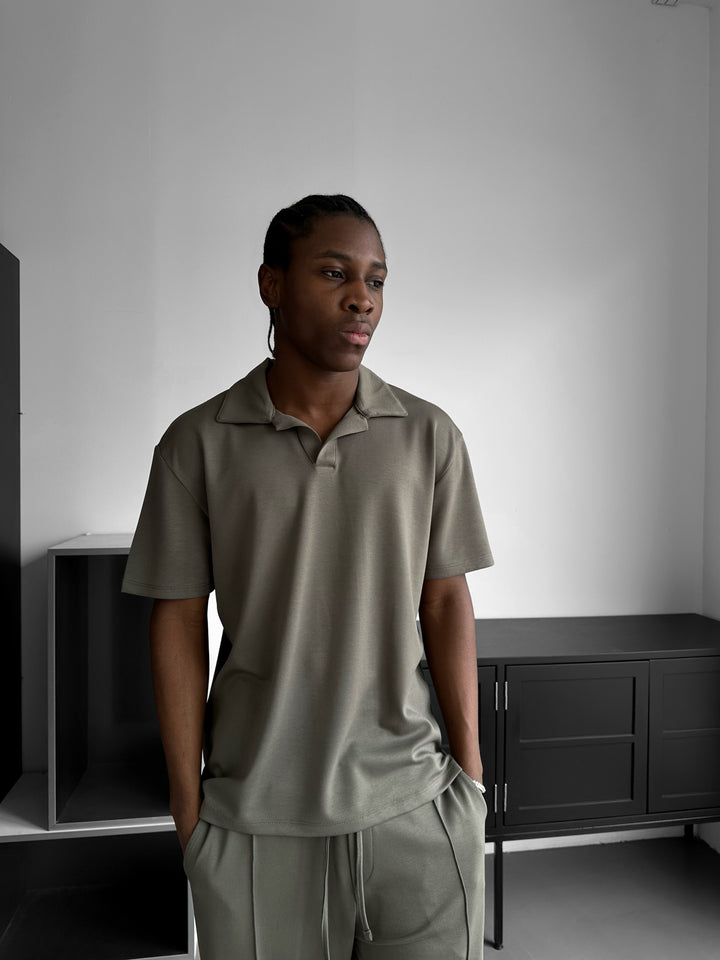 Loose Fit Polo T-shirt - Khaki