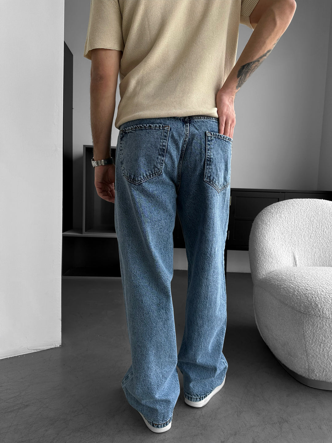 Front Line Baggy Jeans - Washed Blue