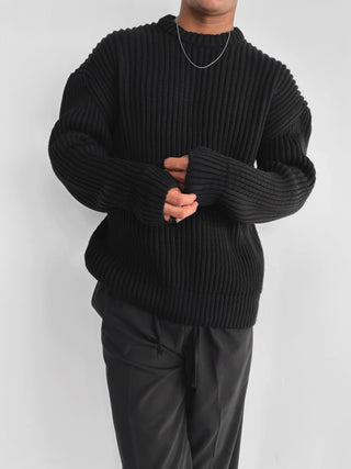 Oversize Heavy Knit Sweater - Black