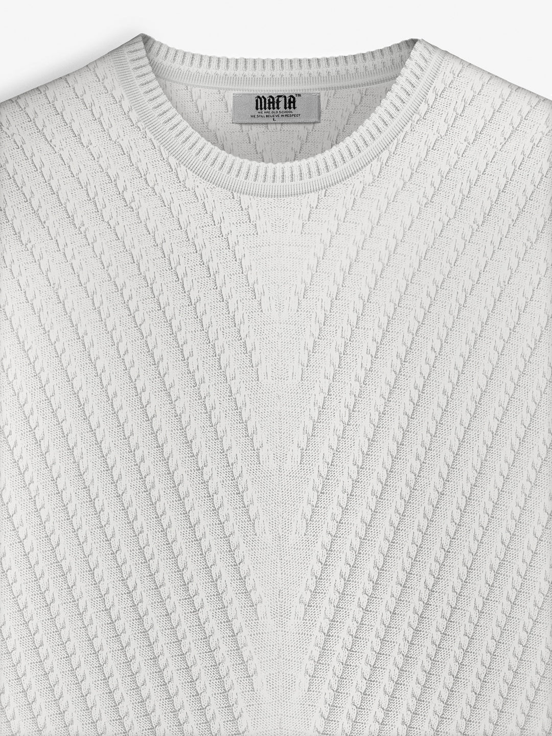 Regular Fit Knit Pattern Sweater - White