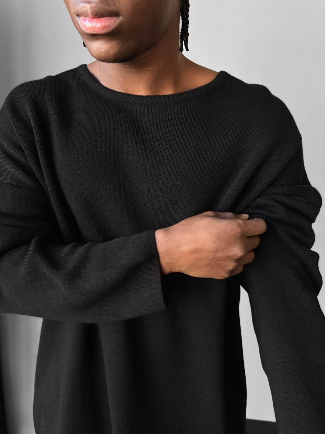 Loose Fit Knit Sweater - Black