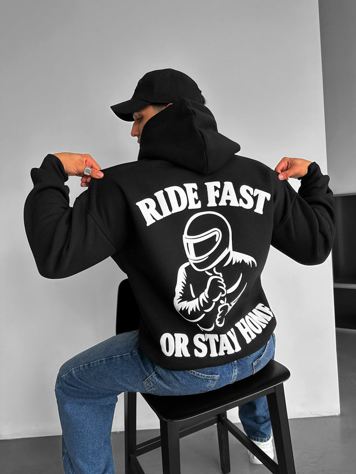 Oversize Ride Fast Hoodie - Black