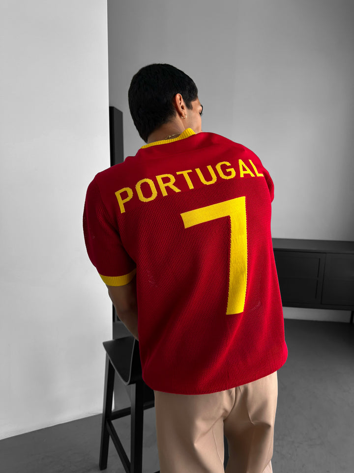 Oversize Portugal Knit T-shirt - Red