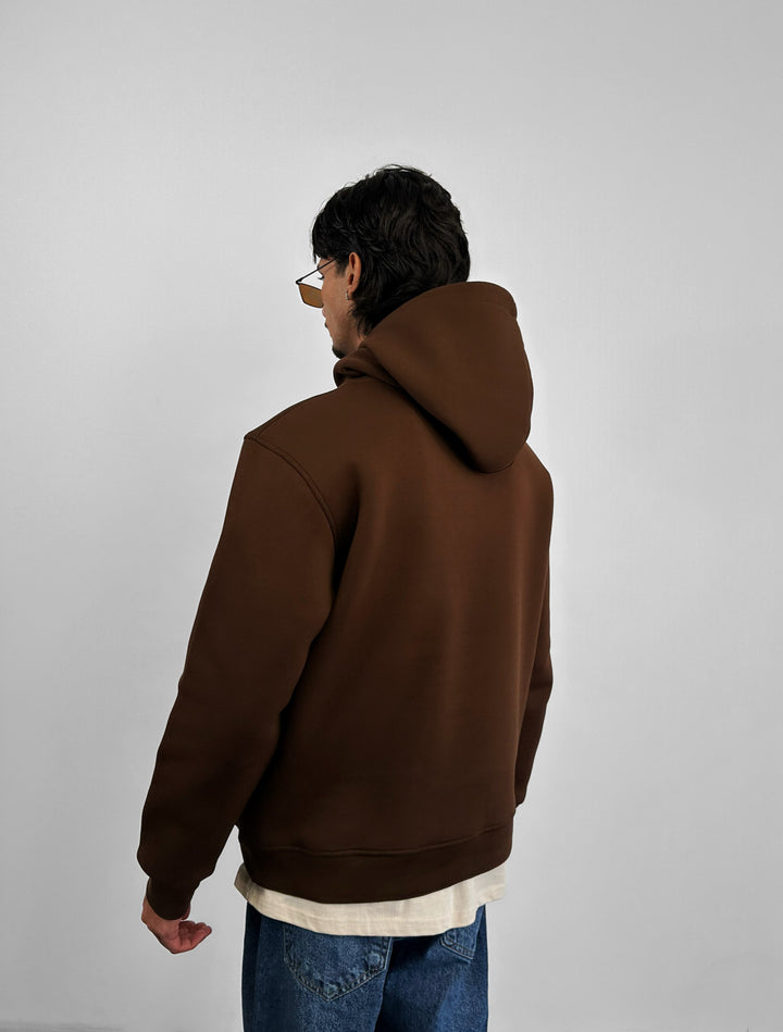 Loose Fit Basic Hoodie - Brown