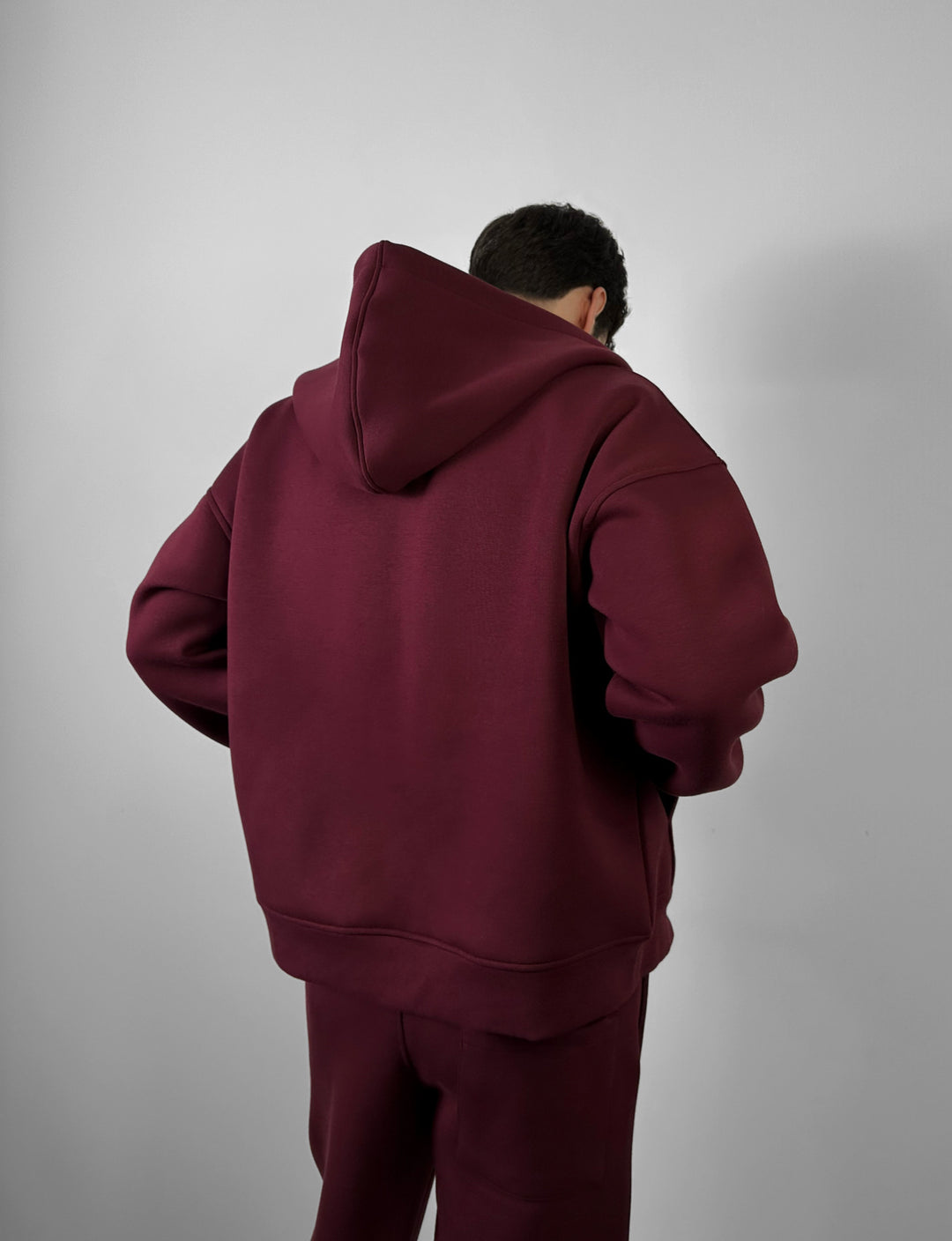 Loose Fit Double-Zip Hoodie - Bordeaux