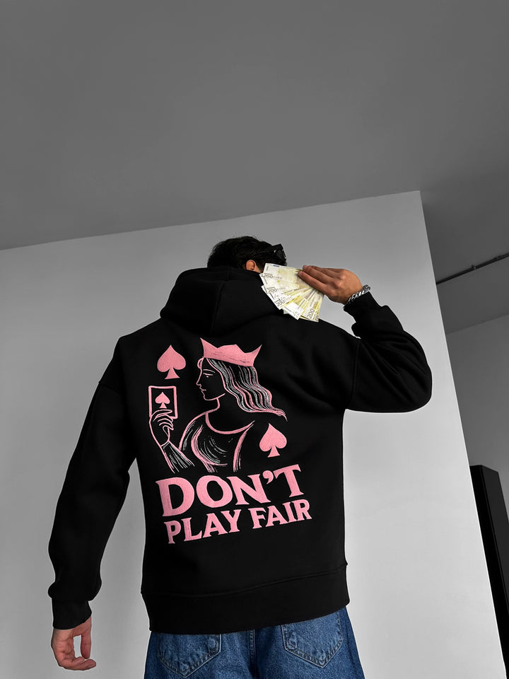 Oversize Don't Play Fair Hoodie - Black