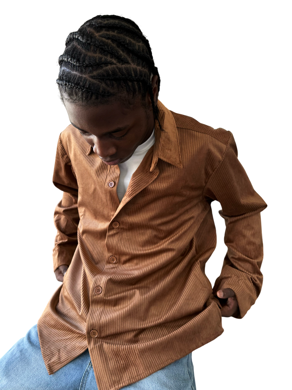 Regular Fit Velvet Shirt - Camel