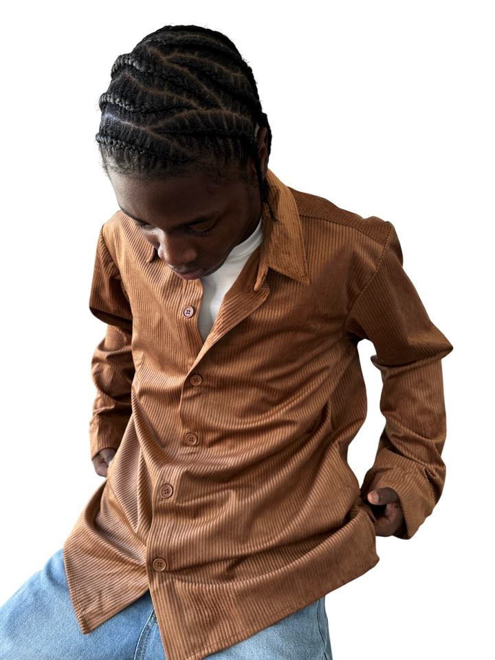 Regular Fit Velvet Shirt - Camel