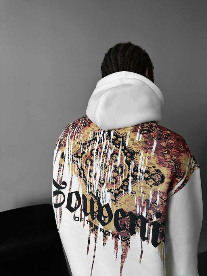 Oversize Souvenir Hoodie - White and Red