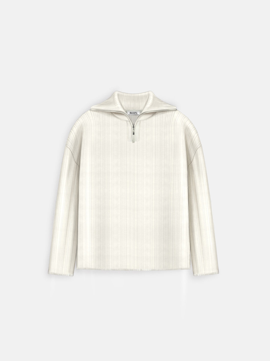 Oversize Knit Zipper Sweater - Ecru
