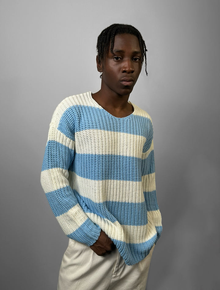 Regular Fit Wide Stripe Sweater - Babyblue