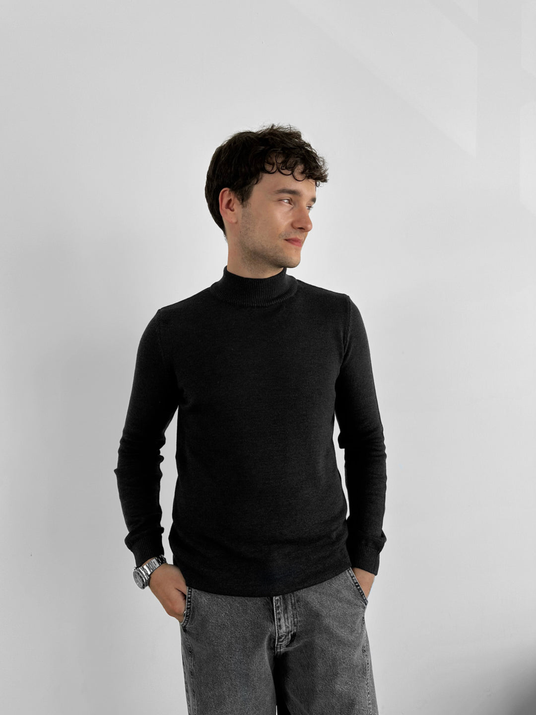 Loose Fit Half Neck Pullover - Anthracite