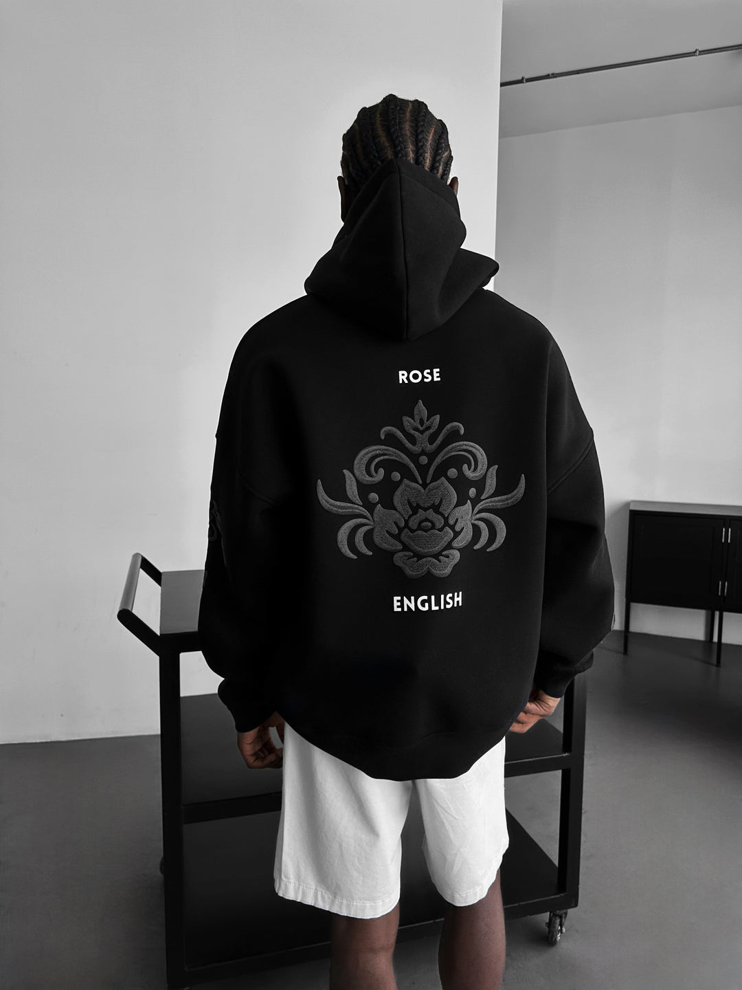 Oversize Damask Hoodie - Black